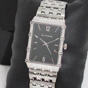 Wittnauer Men's Tank Style Watch 20 Diamonds Sapphire Crystal Embossed Dial